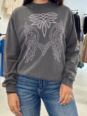 Western Graphic Pullover Sweatshirt - Charcoal